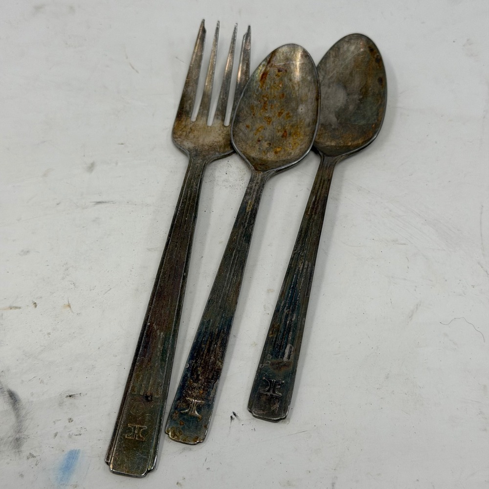 Vintage‎ Hilton International Silverplate Flatware Set 3pc Fork Spoons Logo H